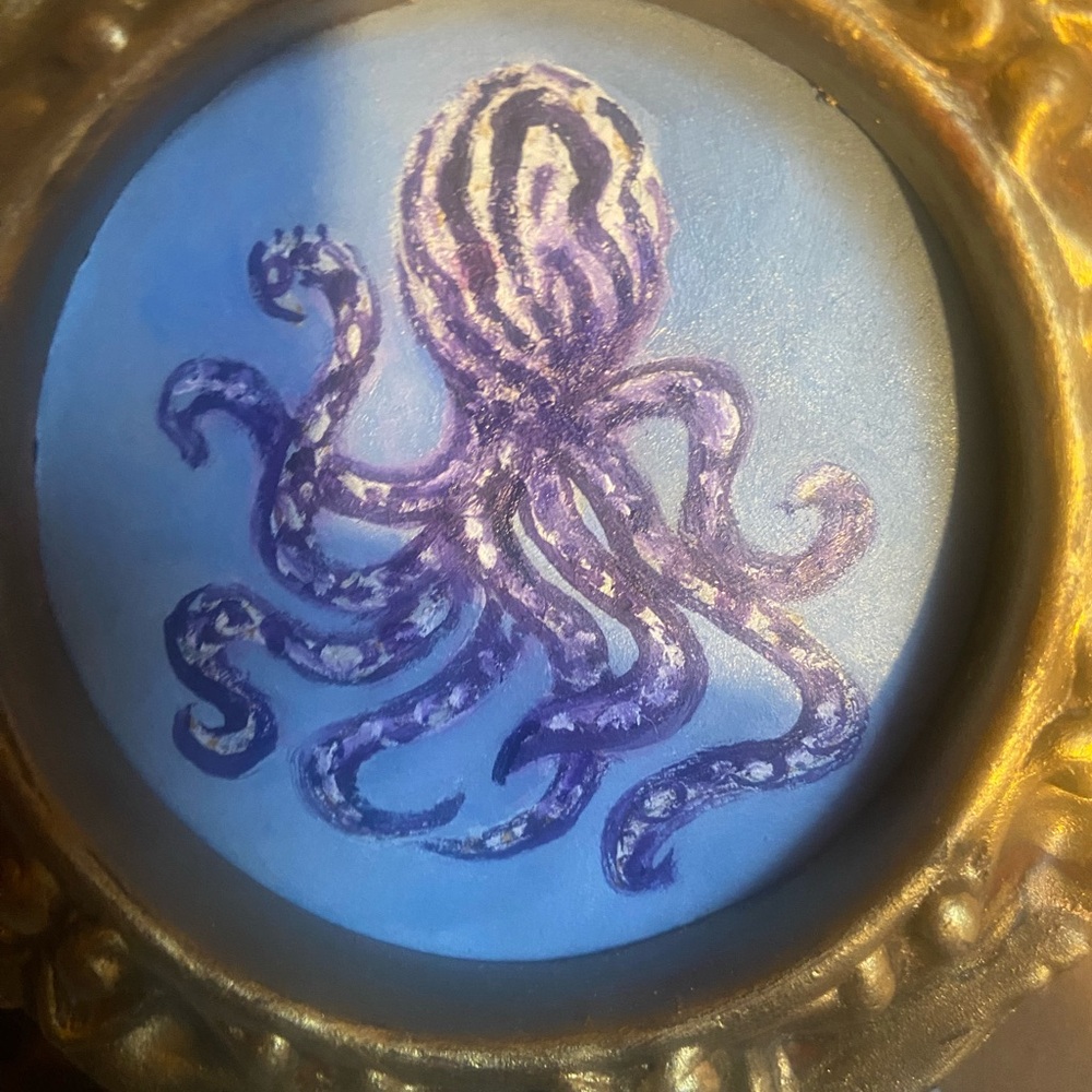 Octopus, original oil painting, framed